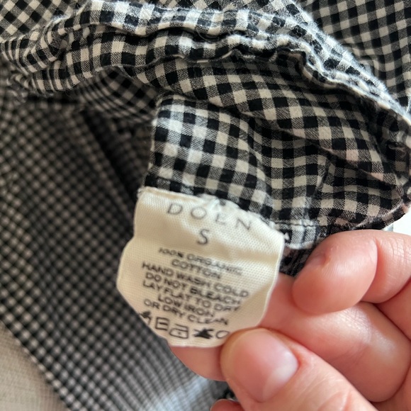 Doen June Top Blouse La Maddalena Gingham Black White Size Small - Picture 7 of 7
